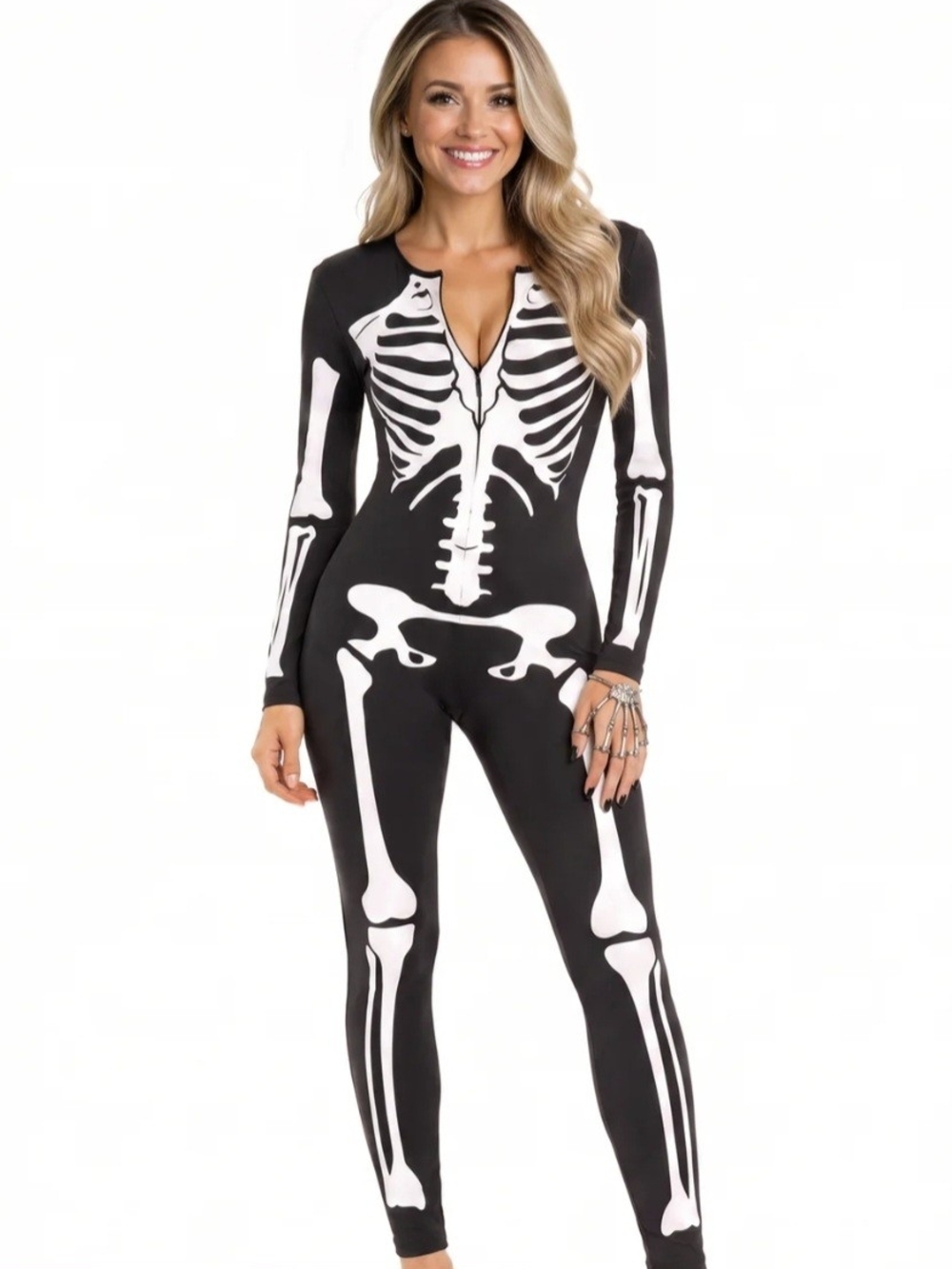 Tipsy Elves Black & White Skeleton Bodysuit - Ladies Size XXL